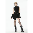 Punk Design Women's Punk Studded Asymmetrical Pleated Dress