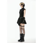 Punk Design Women's Punk Studded Asymmetrical Pleated Dress