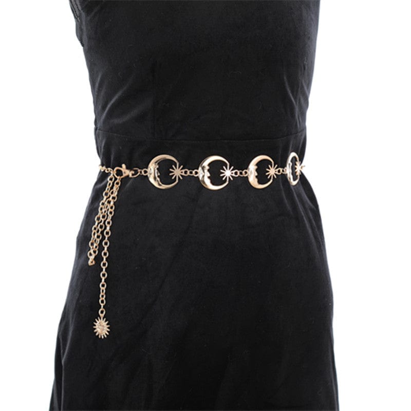 Punk Design Women's Vintage Metal Moon Star Body Chain Belt