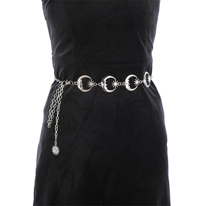 Punk Design Women's Vintage Metal Moon Star Body Chain Belt