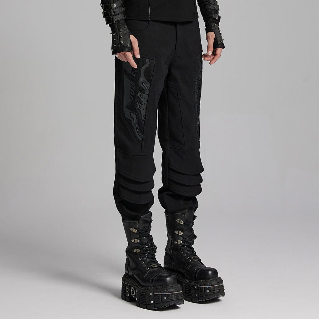 PUNK RAVE Men's Cyberpunk 3D Amor Patch Pants