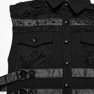 PUNK RAVE Men's Cyberpunk Buckle Straps Mesh Splice Studded Vest