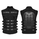 PUNK RAVE Men's Cyberpunk Buckle Straps Mesh Splice Studded Vest