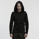 PUNK RAVE Men's Cyberpunk Buckle-up Strap Minimalist Hoodie