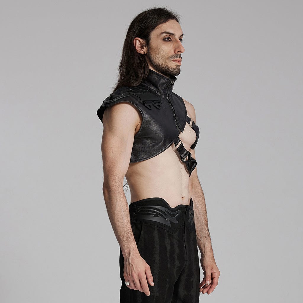 PUNK RAVE Men's Cyberpunk Buckle-up Zip Body Harness