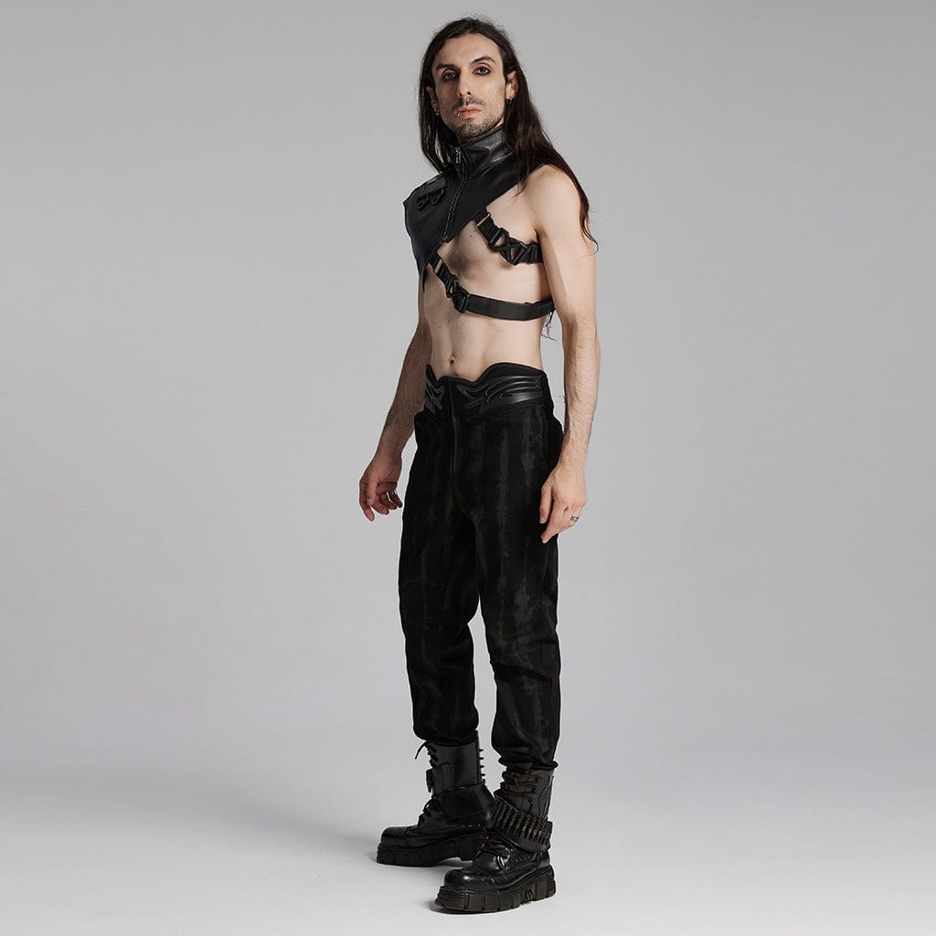 PUNK RAVE Men's Cyberpunk Buckle-up Zip Body Harness