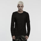 PUNK RAVE Men's Cyberpunk Cut-out Mesh Splice T-shirt