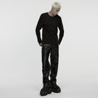 PUNK RAVE Men's Cyberpunk Cut-out Mesh Splice T-shirt