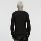 PUNK RAVE Men's Cyberpunk Cut-out Mesh Splice T-shirt