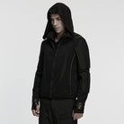 PUNK RAVE Men's Cyberpunk Cut-out Mesh Splice Zip Jacket