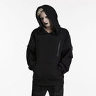 PUNK RAVE Men's Cyberpunk D-rings Zips Hoodie