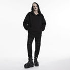 PUNK RAVE Men's Cyberpunk D-rings Zips Hoodie