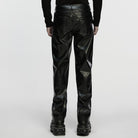 PUNK RAVE Men's Cyberpunk Eyelet Strap Zip Faux Leather Pants