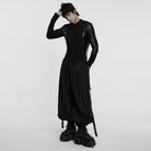 PUNK RAVE Men's Cyberpunk Eyelets Splice Long Sleeved T-shirt