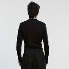 PUNK RAVE Men's Cyberpunk Eyelets Splice Long Sleeved T-shirt