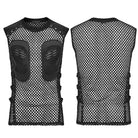 PUNK RAVE Men's Cyberpunk Faux Leather Splice  Mesh Sheer Vest