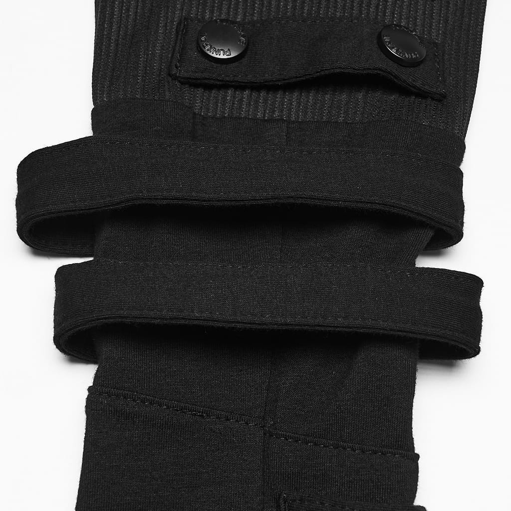 PUNK RAVE Men's Cyberpunk Layered Fingerless Gloves