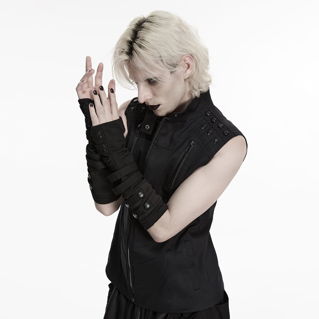 Guanti senza dita a strati in stile cyberpunk da uomo PUNK RAVE