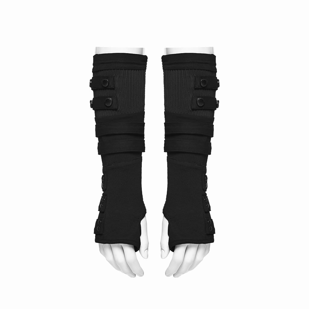 PUNK RAVE Men's Cyberpunk Layered Fingerless Gloves