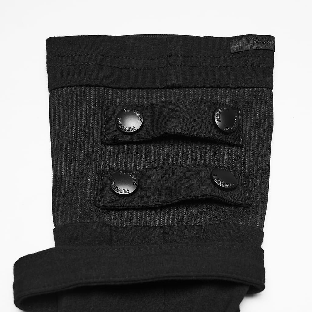 PUNK RAVE Men's Cyberpunk Layered Fingerless Gloves