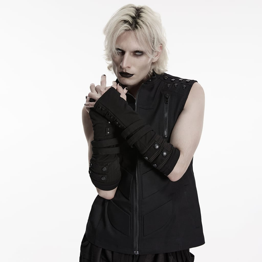 Guanti senza dita a strati in stile cyberpunk da uomo PUNK RAVE