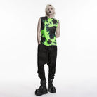 PUNK RAVE Men's Cyberpunk Printed Rivets & Eyelet Tank Top