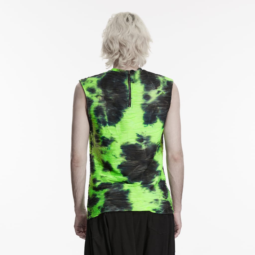 PUNK RAVE Men's Cyberpunk Printed Rivets & Eyelet Tank Top
