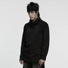 PUNK RAVE Men's Cyberpunk Rivet Ripped Loose T-shirt