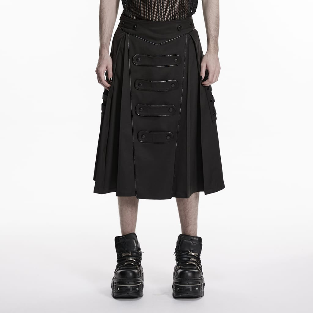 Gonna plissettata da uomo PUNK RAVE Cyberpunk con rivetti e grandi tasche