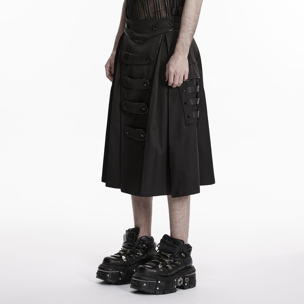Gonna plissettata da uomo PUNK RAVE Cyberpunk con rivetti e grandi tasche