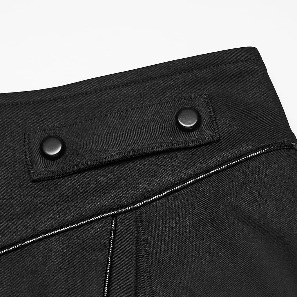 PUNK RAVE Men's Cyberpunk Rivets Big Pockets Pleated Skirt