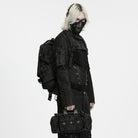 PUNK RAVE Men's Cyberpunk Skull Cross Ring Buckle Strap Tactical Backpack