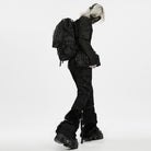 PUNK RAVE Men's Cyberpunk Skull Cross Ring Buckle Strap Tactical Backpack