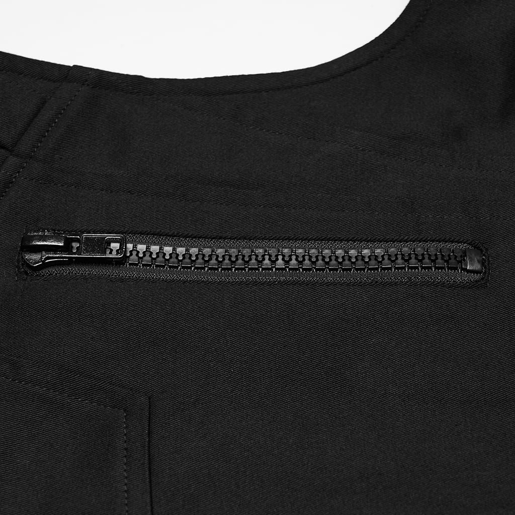 Gilet con zip e rivetti a forma di teschio cyberpunk da uomo PUNK RAVE