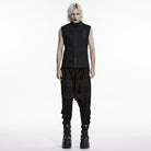 PUNK RAVE Men's Cyberpunk Skull Rivet Zip Vest