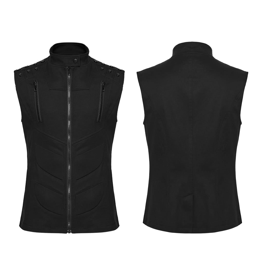 Gilet con zip e rivetti a forma di teschio cyberpunk da uomo PUNK RAVE