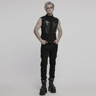 PUNK RAVE Men's Cyberpunk Stand Collar Armour Splice Vest