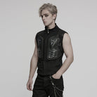 PUNK RAVE Men's Cyberpunk Stand Collar Armour Splice Vest