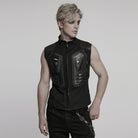 PUNK RAVE Men's Cyberpunk Stand Collar Armour Splice Vest