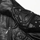 PUNK RAVE Men's Cyberpunk Stand Collar Buckle Faux Leather Coat