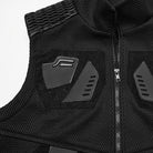 PUNK RAVE Men's Cyberpunk Stand Collar  Faux Leather Splice Mesh Vest