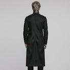 PUNK RAVE Men's Cyberpunk Stand Collar Mesh Splice Faux Leather Coat
