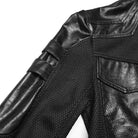 PUNK RAVE Men's Cyberpunk Stand Collar Mesh Splice Faux Leather Coat