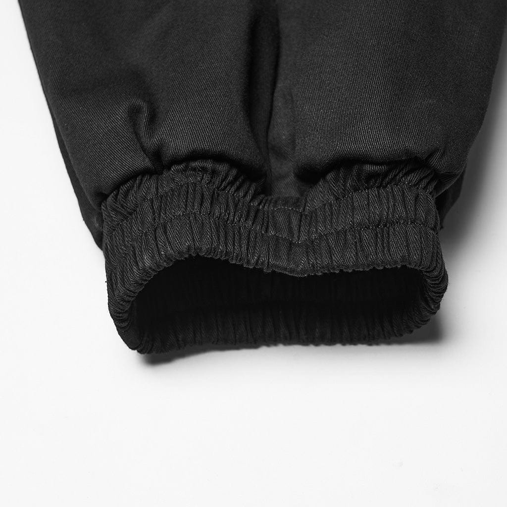 PUNK RAVE Men's Cyberpunk Strappy Rivets Cuffed Pants