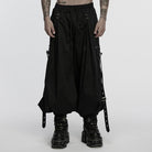 PUNK RAVE Men's Cyberpunk Strappy Rivets Cuffed Pants