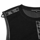 PUNK RAVE Men's Cyberpunk Studded Sheer Mesh Vest Black