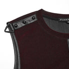 PUNK RAVE Men's Cyberpunk Studded Sheer Mesh Vest Red