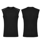PUNK RAVE Men's Cyberpunk Studded Shoulder Patched Vest