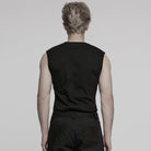 PUNK RAVE Men's Cyberpunk Studded Shoulder Patched Vest