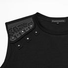 PUNK RAVE Men's Cyberpunk Studded Shoulder Patched Vest